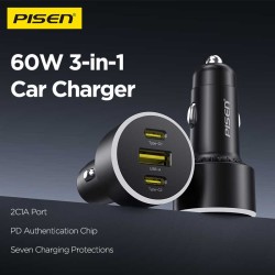 PISEN 60W Multi-port Fast Charging Car Charger 2C1A (TP-C79/Black)